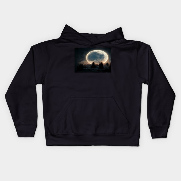 Unwind With The Moon And Relax Into Space Kids Hoodie by Unwind-Art-Work